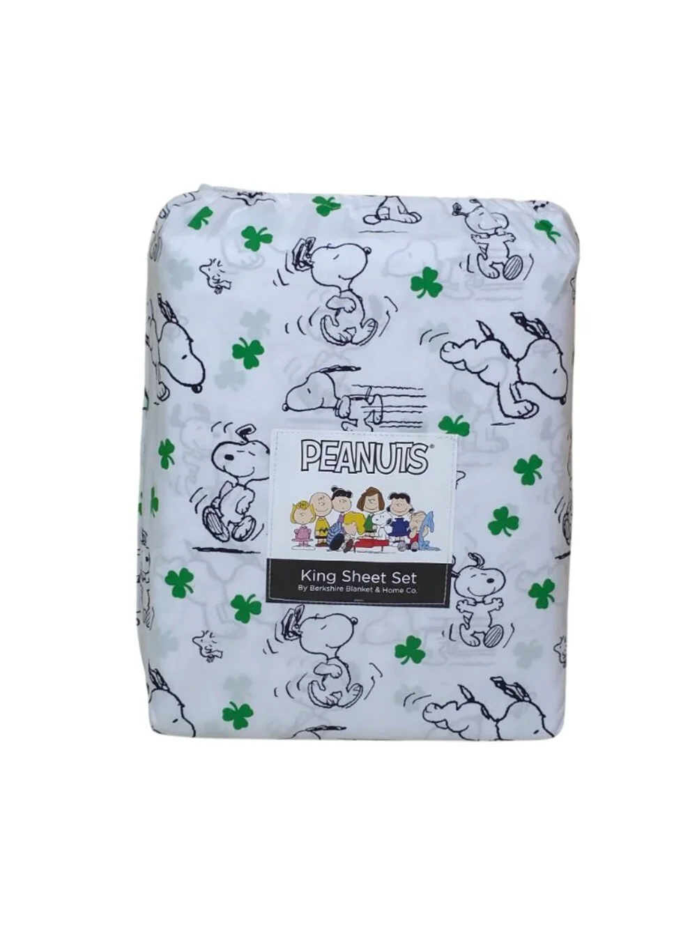 Peanuts Snoopy King Sheet Set Shamrock St Patrick's Day By Berkshire Spring
